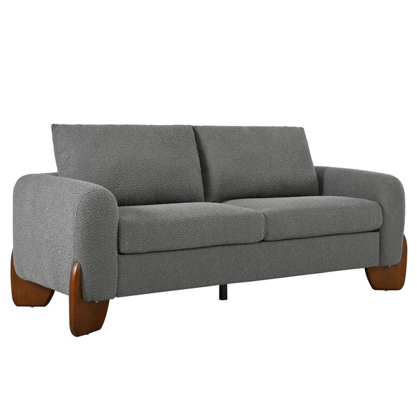 English Elm U_style Bouclé 3 Piece Living Room Sofa Set with Loveseat and Two Accent Armchairs Grey WY000479AAE