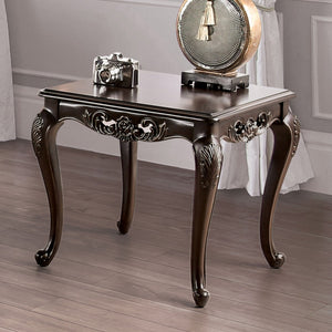 English Elm Traditional End Table - Solid Wood With Elegant Cabriole Legs, Rich Java Finish & Carved Details B2741P361144-GIGA