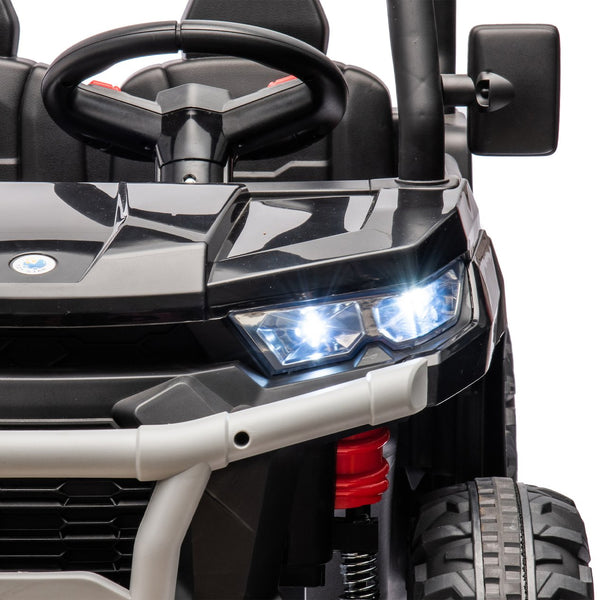 English Elm 24v Kids Ride on Dump Truck Two Seat Electric Utv with Tilting Bed and Remote Control Black W1578P188520