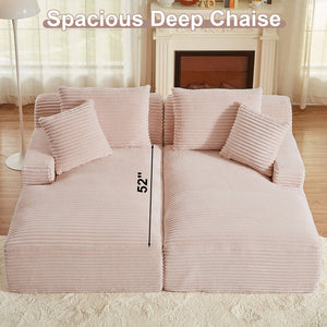 English Elm Indoor Oversized Double Chair Sleeper Sofa Wide Low Profile Minimalist Lounge Seat Pink W2100S00353