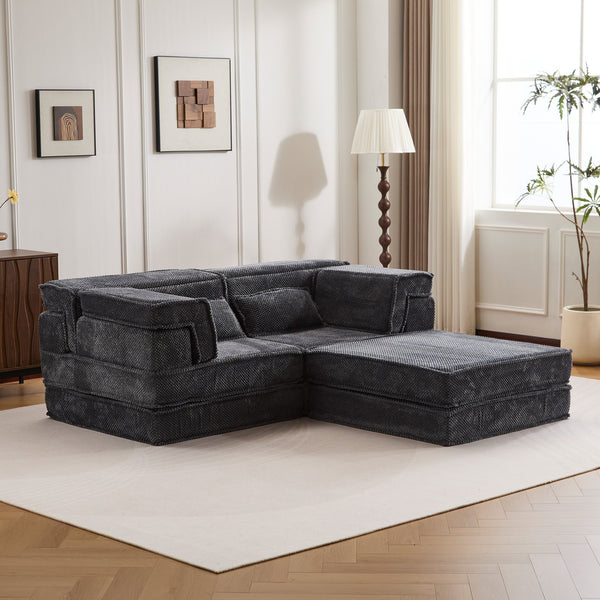 English Elm Compression Modular Sofa Bed - Cozy Convertible Design In Plush Fleece, No Assembly, Perfect For Small Spaces W3723S00029