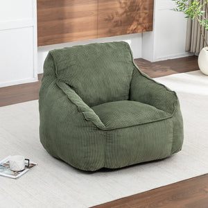English Elm Giant Corduroy Bean Bag Sofa with Armrests Foam Filled Cozy Adult Lounge Chair Green W2200P442802