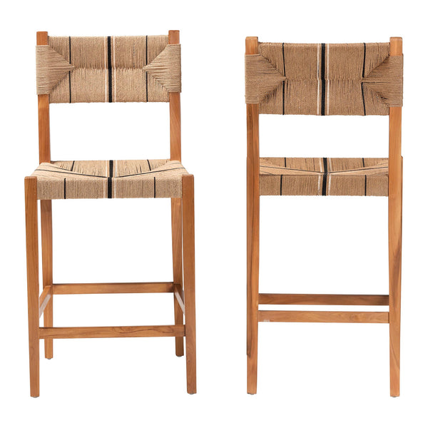 English Elm Modern Seagrass Woven Acacia Wood Dining Chair Set Bohemian Organic Style B2750P467776