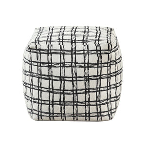 English Elm Modern Square Pouf – Versatile Black & White Jacquard Ottoman, Non-Slip Floor Seat For Any Room B011P251658