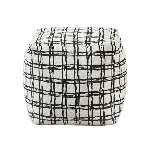 English Elm Modern Square Pouf – Versatile Black & White Jacquard Ottoman, Non-Slip Floor Seat For Any Room B011P251658