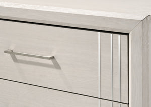 English Elm 1pc Contemporary Tall Chest with Faux Marble Top and Four Drawers for Elegant Bedroom Storage Beige 19.49 L x 34.25 W x 47.24 H B2741P330646