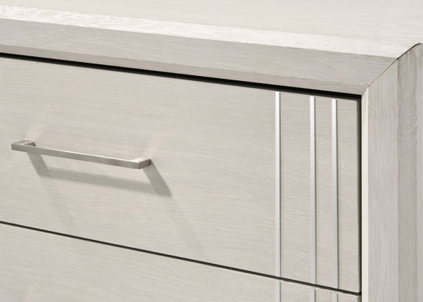 English Elm 1pc Contemporary Tall Chest with Faux Marble Top and Four Drawers for Elegant Bedroom Storage Beige 19.49 L x 34.25 W x 47.24 H B2741P330646