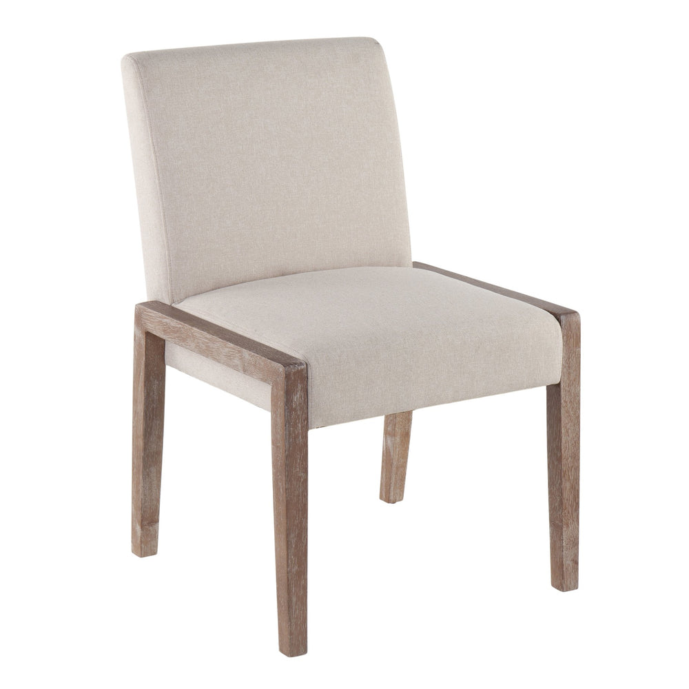 English Elm Carmen Contemporary Chair Set Of 2: Elegant Beige Upholstery & White-Washed Wood For Modern Spaces B202S01318