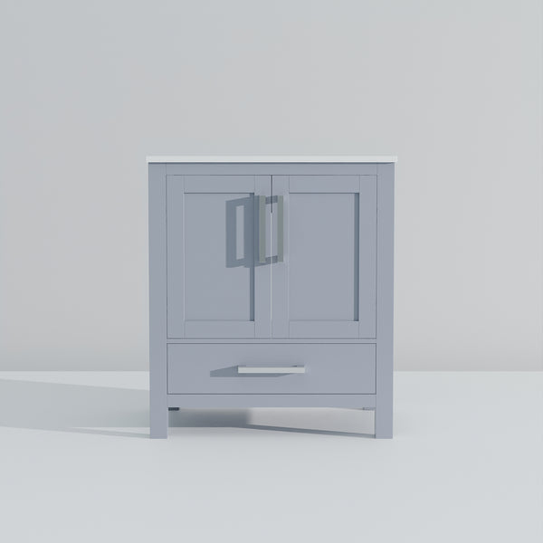 English Elm Dark Grey 30 in Bath Vanity with White Quartz Top, Solid Wood Frame, Soft-Close Drawers, Storage Durable Finish B2731P258785
