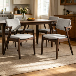 English Elm Set of 2 Gray Upholstered Mid-century Arm Chairs with Rubberwood Frame Open Back B2770P508245