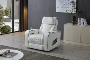English Elm Lumin Power Recliner Faux Leather Chair with Led Lighting and Built in Usb Charging White B078P497929