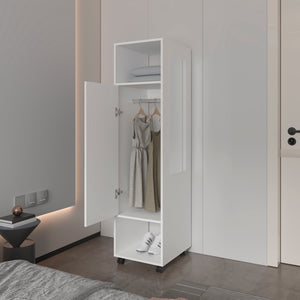 English Elm Summit Melamine Wardrobe with Mirror, Door & Open Storage — Space-Saving Modern Closet for Bedrooms B128P225195
