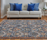 Feizy Rugs Kaia Luxurious Low Pile Floral Area Rug - Soft, Durable, And Fade-resistant For High-traffic Spaces Blue,Orange,Ivory Polypropylene,Viscose,Polyester Kai39hrfnvyblub00