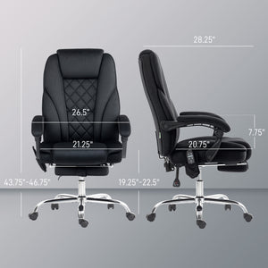 English Elm Vinsetto Massage Executive Office Chair Heated Reclining Seat with Footrest Support W2225P485642