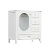 English Elm 30" Bathroom Vanity With Sink, Bathroom Vanity Cabinet With Three Drawers and Door, Solid Wood and Mdf, White