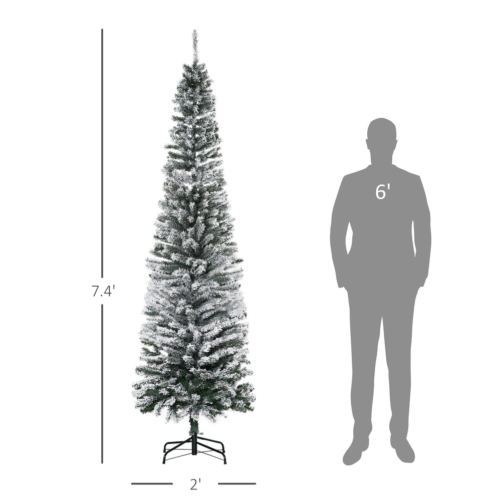 English Elm Downswept Slim Artificial Christmas Tree Snow Flocked with 250 Dual Mode Led Lights T3971P413010