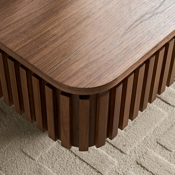 English Elm 35.43 Inch Round Drum Coffee Table Wood Veneer Mdf Pedestal Base for Living Room W2582P389135