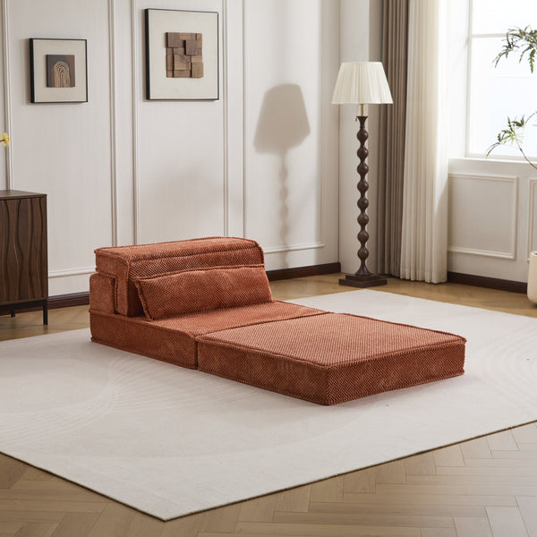 English Elm Compression Modular Sofa Bed - Cozy Orange Fleece, No Assembly, Versatile Design For Every Space! W3723P377145