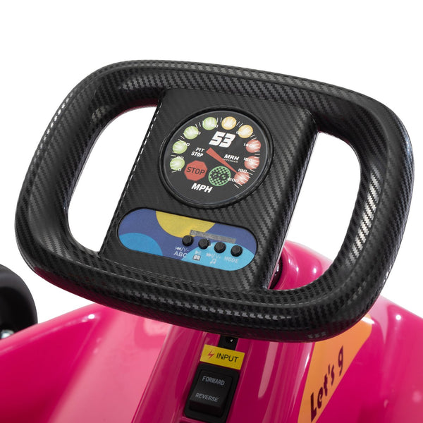 English Elm 12v Kids Electric Go Kart with Parental Remote Dual Motors Led Bluetooth Pedal Rose Red W2181P201029