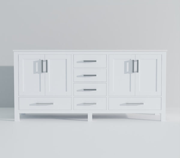 English Elm White Double Bath Vanity With Cultured Marble Top - Elegant 72" Storage Solution For Timeless Style B2731P259098-GIGA