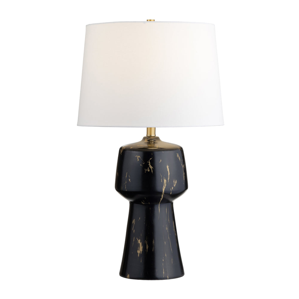 Crestview Collection 28.25"H Byron Ceramic Table Lamp - Elegant Black & Gold Design With White Linen Shade For Modern Spaces   Cvazp119