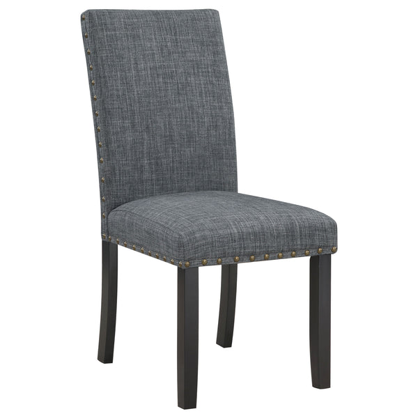 English Elm Van Slyke Grey six-piece dining set with nailhead-trim chairs, bench & black frame for modern style B062P358491