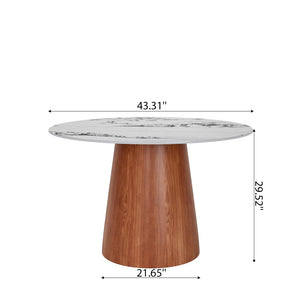 English Elm Small Round Solid Wood Pedestal Dining Table 43" - Modern, Durable Design For 2-4 People, White & Black T3833S00043-GIGA