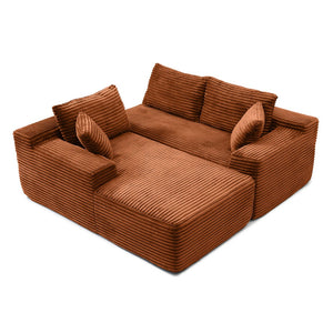 English Elm 105'' Modular Cloud Sectional with Deep Seats Corduroy Upholstery for Living Rooms W1117S00333