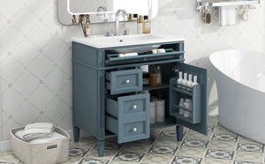 English Elm 30'' Modern Bathroom Vanity With Ceramic Sink, 3 Drawers & Cabinet Storage For Organized Elegance N710P206904M