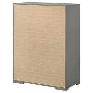 English Elm Pierce Five Drawer Chest with Diamond Emboss Texture and Sleek Contemporary Bedroom Storage Grey B062P447672