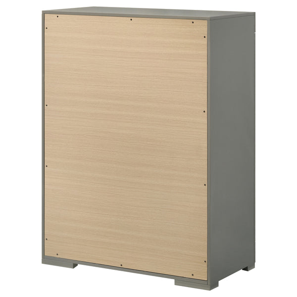 English Elm Pierce Five Drawer Chest with Diamond Emboss Texture and Sleek Contemporary Bedroom Storage Grey B062P447672
