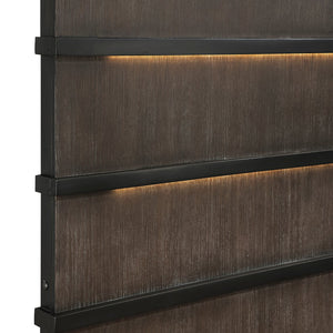 English Elm Two-tone Oak Veneer Queen Bed with Led Headboard for Modern Industrial Bedroom B011S01411