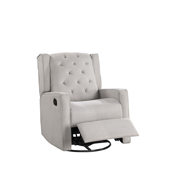 English Elm Swivel Manual Motion Glider Recliner with Diamond Tufted Back, Square Arms & 360° Comfort Rotation Light Gray 31 L x 30 W x 26 H B089P240470