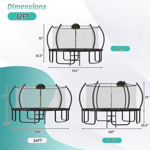 English Elm 16ft Round Outdoor Trampoline Galvanized Steel Frame Basketball Hoop Safety Net N739S000016B