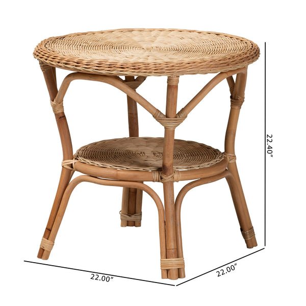 English Elm Modern Handcrafted Rattan Round Coffee Table Bohemian Artisan Living Room Accent B2750P470078