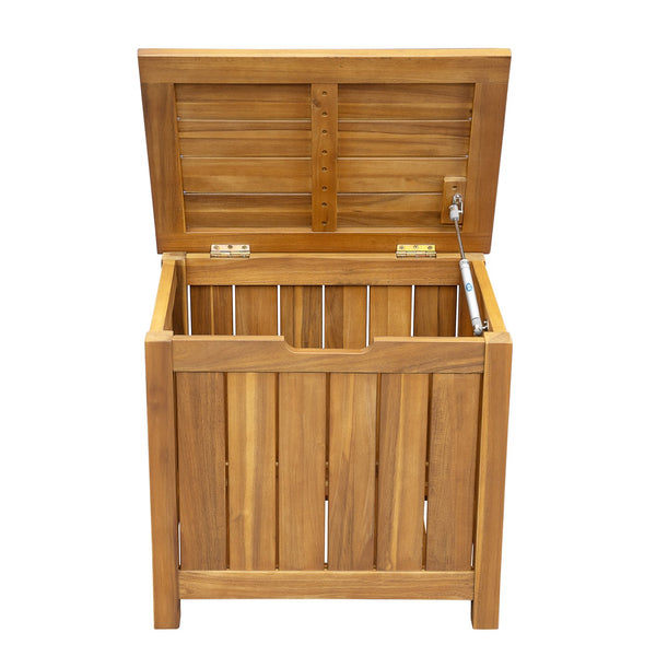 English Elm Christopher Knight Home® - Portside Teak 30-Gallon Wood Deck Box — Solid Acacia, Weather & UV-Resistant Storage Bench with Lid Supports N775P251111T