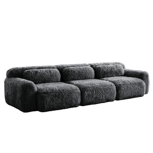 English Elm 114''soft Plush Modular Sectional Sofa with Cloud Cushions for Living Room Theater Dark Grey W714S01549