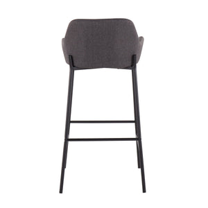 English Elm Daniella Industrial Bar Stool Set Of 2 In Black Metal & Charcoal Fabric - Modern Comfort & Style B202S00533