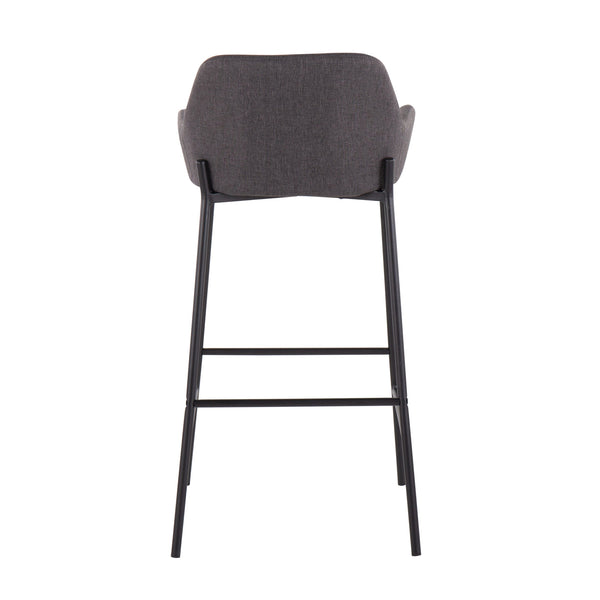 English Elm Daniella Industrial Bar Stool Set Of 2 In Black Metal & Charcoal Fabric - Modern Comfort & Style B202S00533