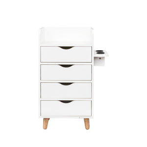 English Elm 4 Layer Salon Storage Cabinet with 2 Dryer Holders, 4 Drawers & Raised Legs — Stylish Hair Stylist Organizer for Salon & Home W331P248070