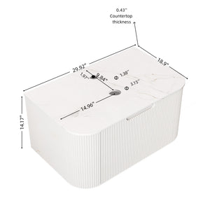 English Elm Dina Wall Mounted Plywood Bathroom Vanity with Sintered Stone Top and Soft Close Drawer W2615P396594