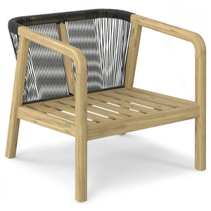 English Elm Palmetto Handcrafted Acacia Outdoor Conversation Chairs Set of 2 in Stone Grey with Rope Detail, Weather-Resistant Cushions B136P159955