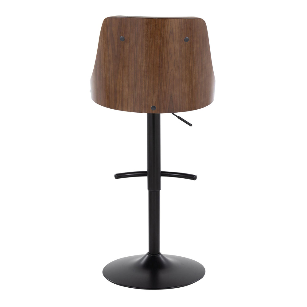 English Elm Gianna Mid-Century Modern Adjustable Barstool Set Of 2 - Sleek Black Metal & Walnut With Grey Faux Leather B202S00887