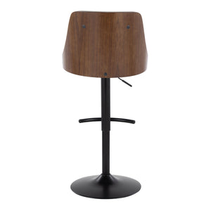 English Elm Gianna Mid-Century Modern Adjustable Barstool Set Of 2 - Sleek Black Metal & Walnut With Grey Faux Leather B202S00887