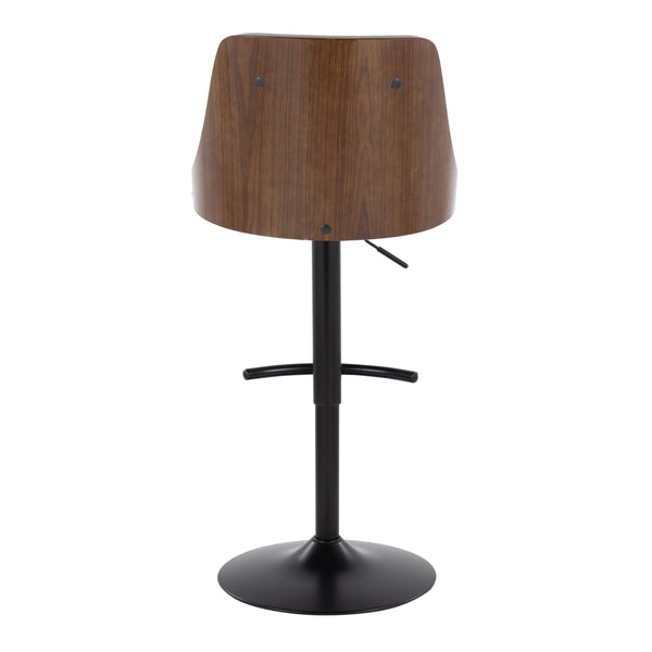 English Elm Gianna Mid-Century Modern Adjustable Barstool Set Of 2 - Sleek Black Metal & Walnut With Grey Faux Leather B202S00887