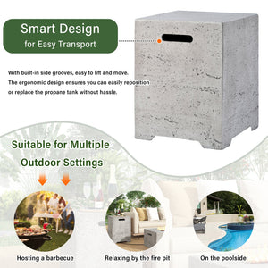 English Elm U_style Rectangular Outdoor Propane Fire Pit Mgo Set with Tank Cover Table Black,Light Gray WY000498AAB
