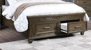 English Elm 1pc California King Panel Bed Tall Headboard Storage Footboard Traditional Brown Wood B011S02126
