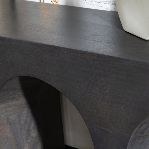 Crestview Collection Contemporary Console Table - Bold Architectural Design With Arched Base, Solid Mango Wood Finish Black Solid Wood Cvfnr4824