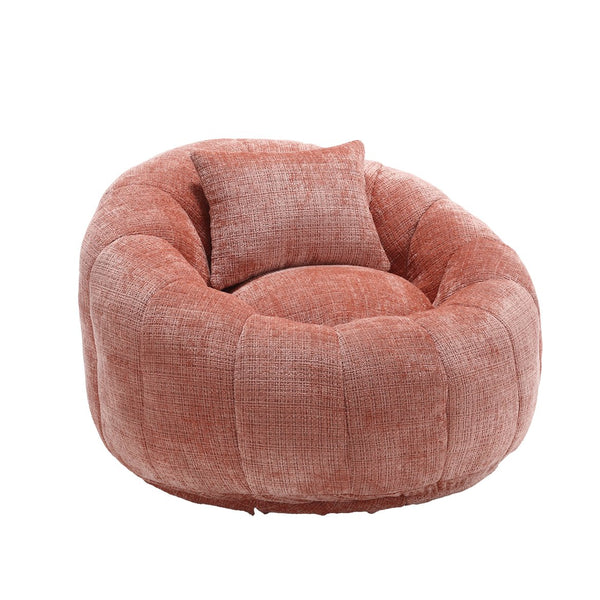 English Elm UNITED Cloud-Luxe Chenille Memory Foam Bean Bag Chair with Ottoman and Pillow for Ultimate Comfort Pink W1568P361686