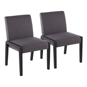 English Elm Carmen Foam Padded Dining Chairs Matte Black Wood Grey Fabric Set for Modern Spaces B202S01316